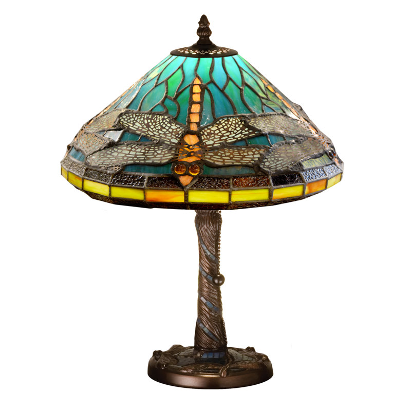 Meyda Tiffany & Stained Glass Table Lamp, Blue/Amber