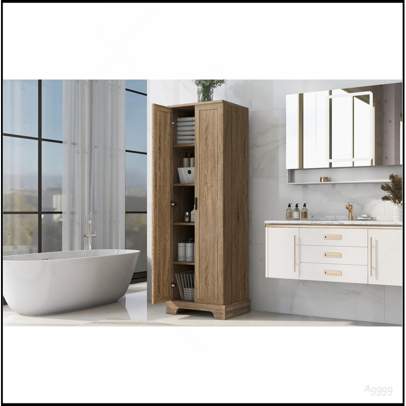 Armoire de rangement avec deux portes pour salle de bain, bureau, tablette réglable, panneau de fibres à densité moyenne