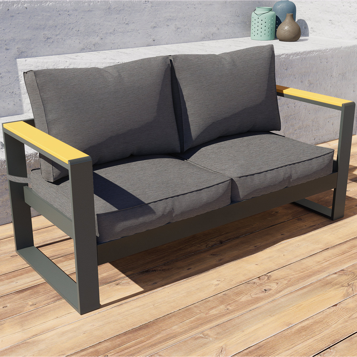 Outdoor store metal loveseat