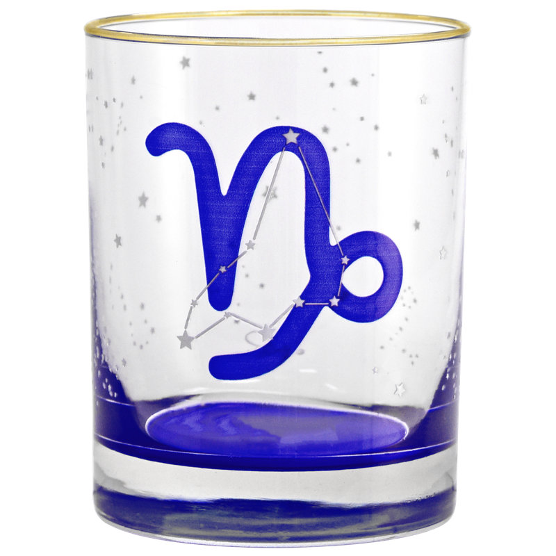 Verre à whisky à double culot 14 carats 22 carats Zodiac Culver Capricorn Zodiac (Capricorne)