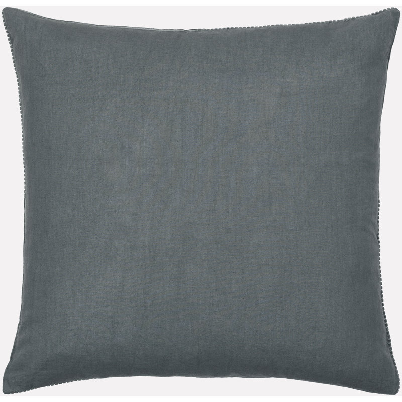 Selma Cotton Reversible Pillow Cover, Square 20", Charcoal