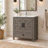 Ensemble de vanité de 76 cm avec lavabo encastré et robinet, espace de rangement dissimulé - Gris