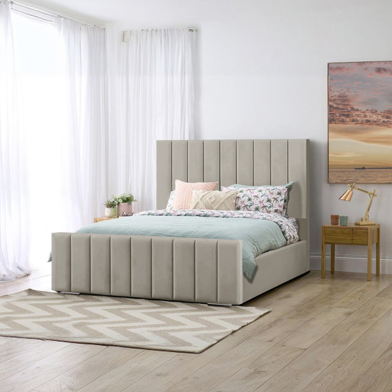 Arlon Upholstered Bed, Double (4'6), Silver