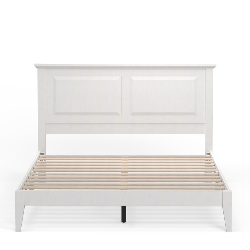 Markovich Solid Wood Platform Bed, White, Queen