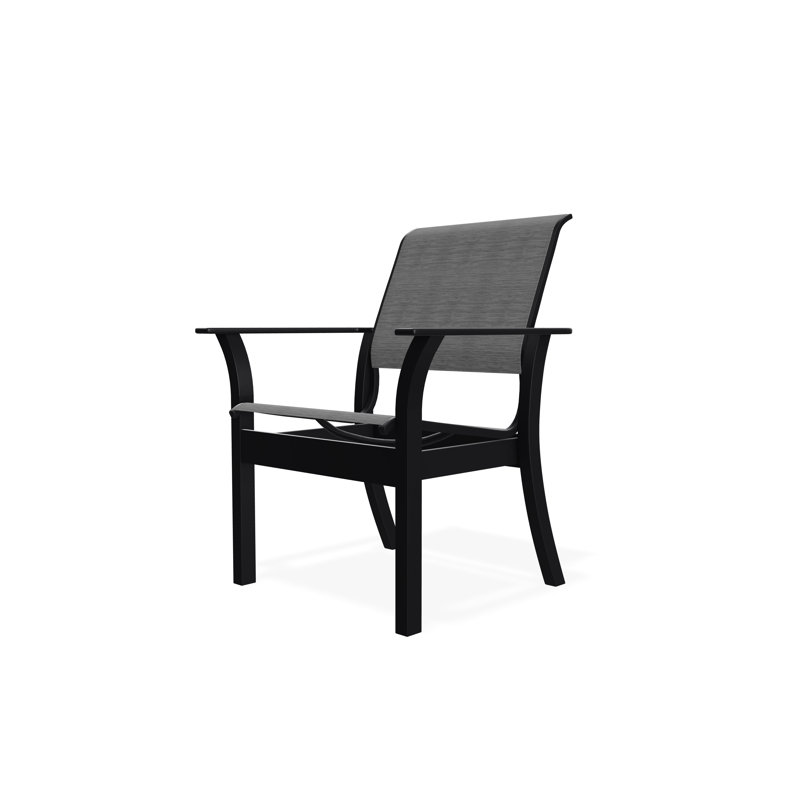 Chaise de café empilable en polymère de qualité marine Leeward Sling, Gris anthracite Collect, Noir