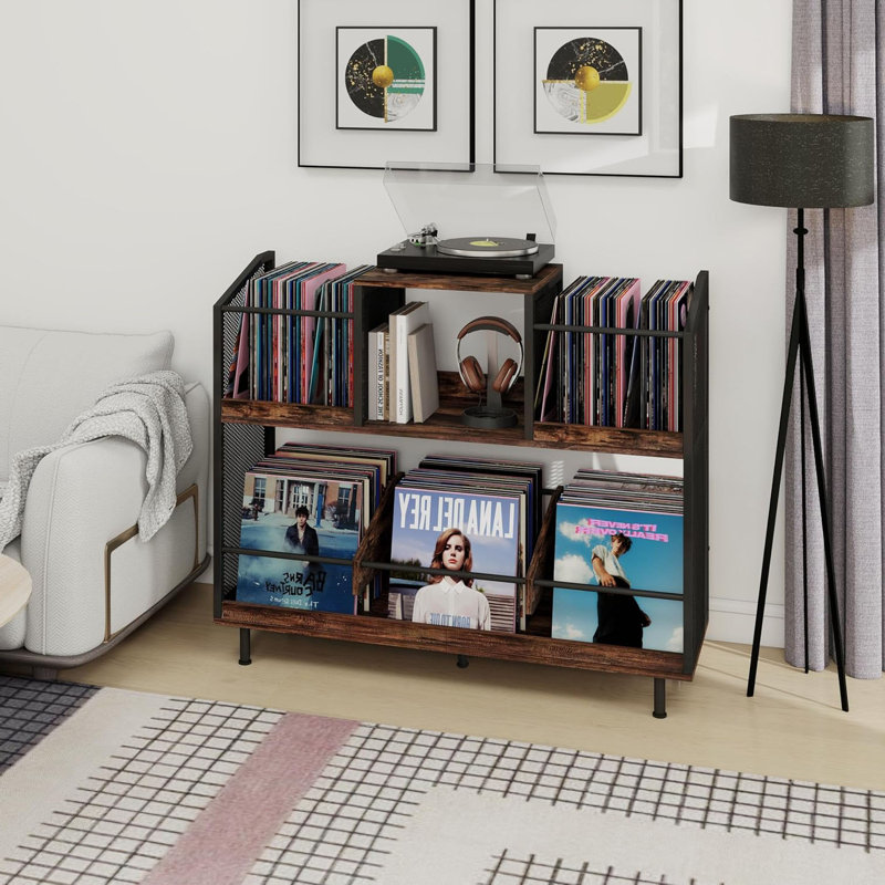 Support pour tourne-disque avec rangement en vinyle