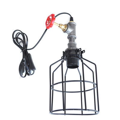 Industrial Table Lamp, Black & Silver, 13.4 x 6.7 x 6.7 inches | 100% Iron Pipe Design, 5.4 ft Cable Length, E27 Socket | Modern Novelty Lighting for Cabin & Lodge Décor, Unique & Stylish Home Accent
