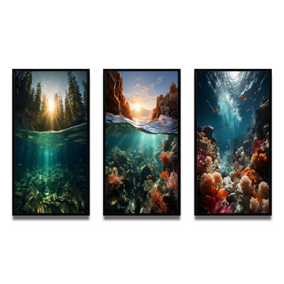 «Underwater Sunshine In The Mountain Lake», 3 pièces sur toile