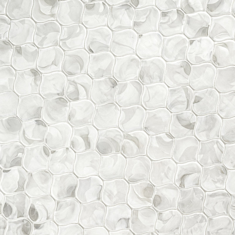 Nacre Blanc Lantern 10 in. x 10 in. Glossy Glass Mosaic Wall Tile