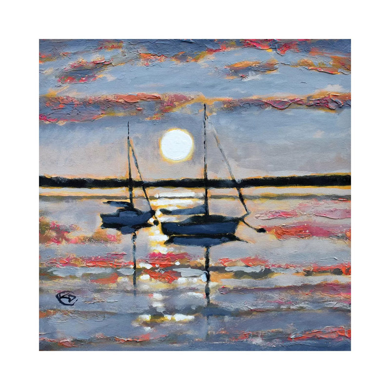 Full Moon Sailboats by Kip Decker - Wrapped Canvas Gallery-Wrapped Canvas Giclée, 45.72cm H x 45.72cm W x 1.90cm D