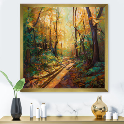 «Sunlight Through Trees In Autumn Forest Trail I», reproduction sur toile