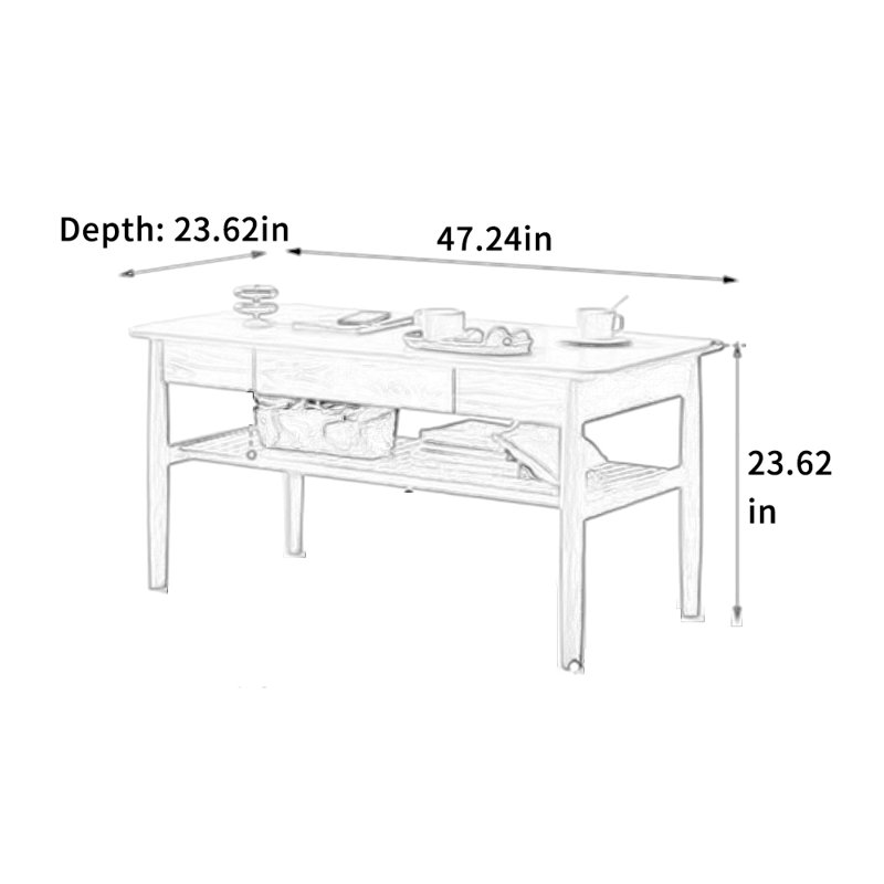 Table basse Modern, Brun, H 23,62 po x L 47,24 po x l 23,62 po