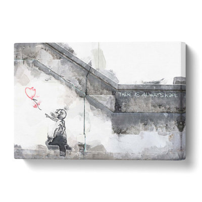 Girl With A Red Balloon by Banksy - Wrapped Canvas Print