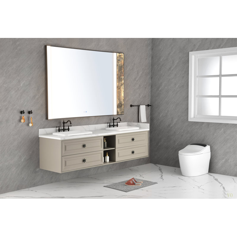 Le meuble-lavabo mural de 84 po convient aux lavabos doubles, armoire seulement (comptoir et lavabos non inclus), Kaki