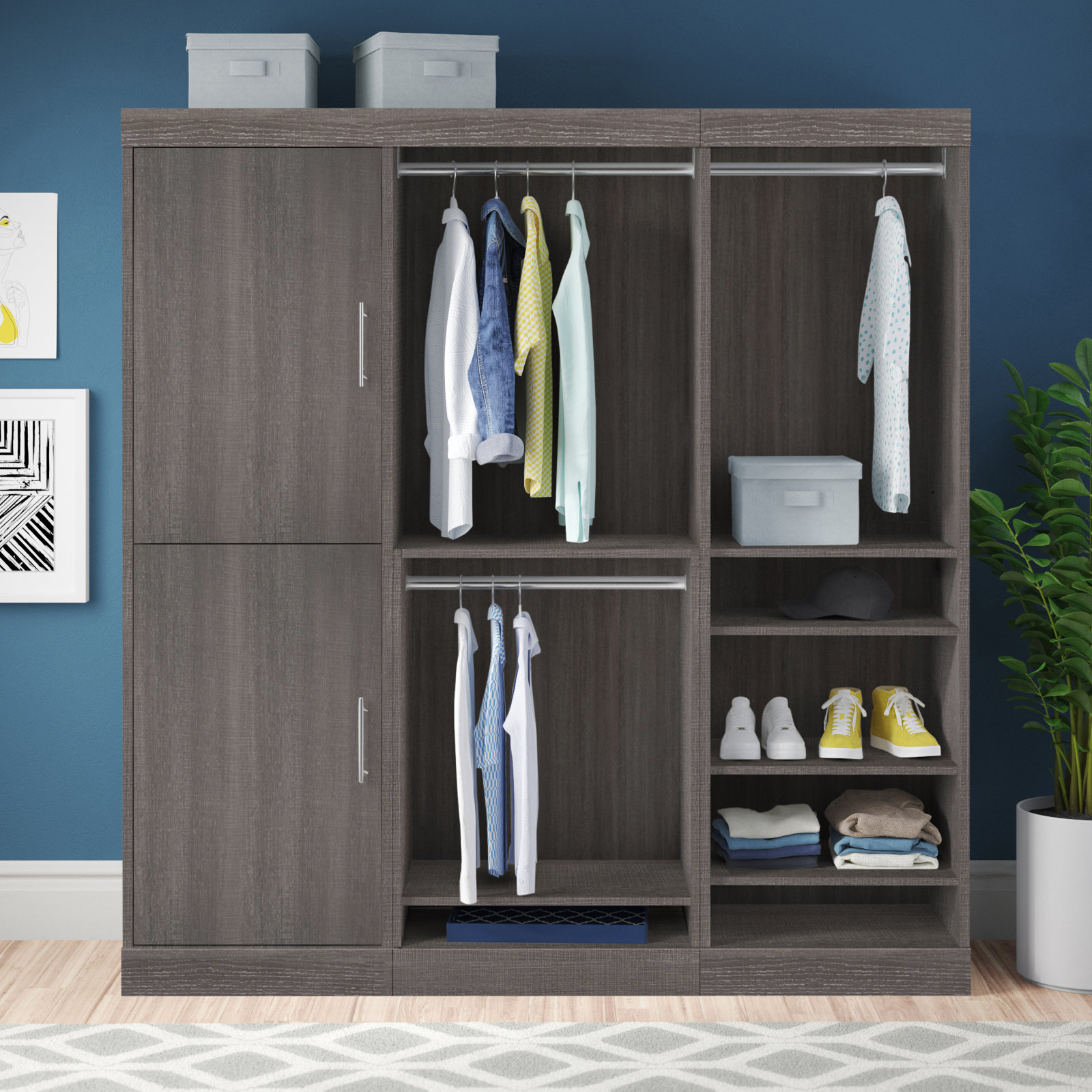 Tymiesha 80'' Closet System, Gray