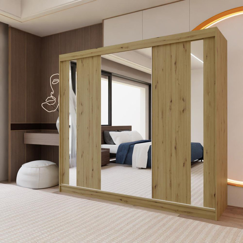 Dealie 3 Door Sliding Wardrobe, Natural