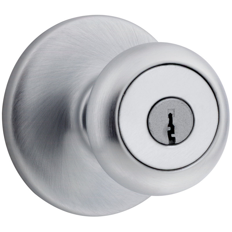 Mobile Home Keyed Door Knob, Satin Chrome