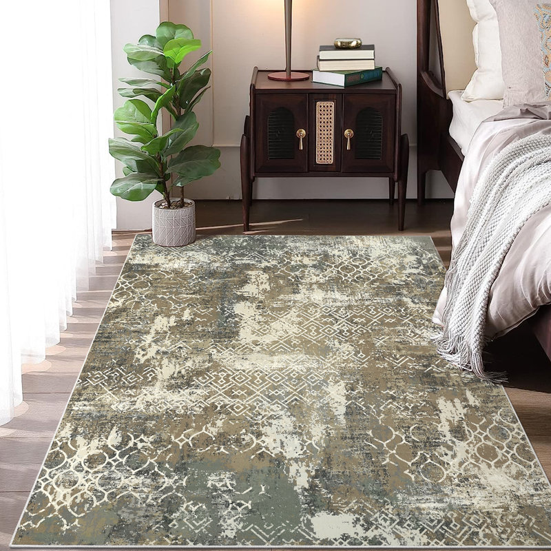 Modern Abstract Aesthetics Area Rug Machine Washable Lightweight Living Room Rug Low Pile Non Slip Stain Resistant Bedroom Carpet Soft Bedside Runner Rug Indoor Decor Floor Mat