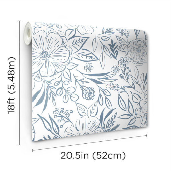 Room Mates Peel & Stick Floral Roll | Wayfair