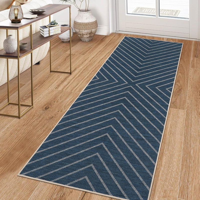 Tapis linéaire lavable pour l'intérieur et l'extérieur, 2 x 6 pi (bleu marine)