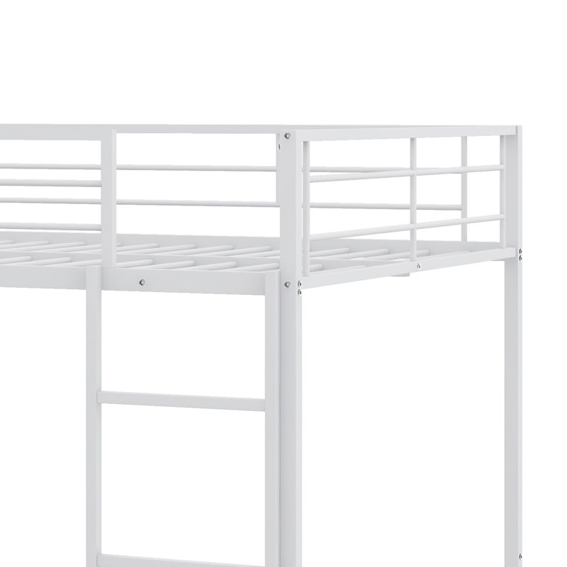 Metal Bunk Bed With Slide And Guardrails, Full Over Full, White