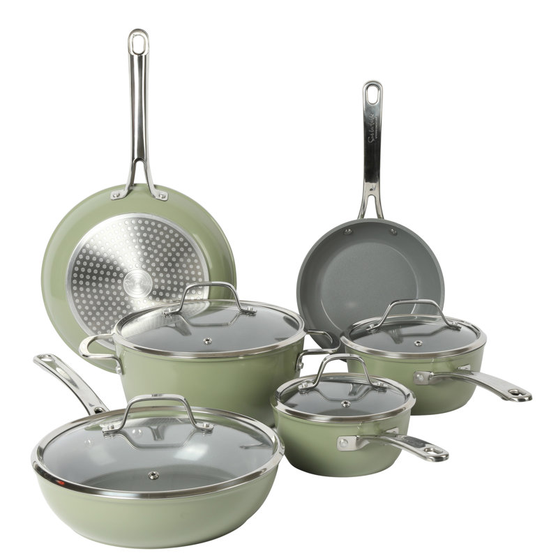 10 - Piece Non-Stick Aluminum Cookware Set, Blue