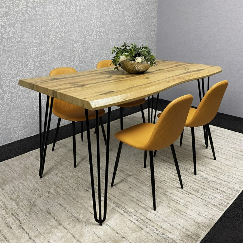 4 - Person Dining Set, Yellow, 75cm H x 117cm W x 77cm D
