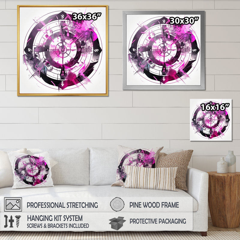 Troisième œil, symbole de chakra mauve I - imprimé, H 30 po x l 30 po x P 1 po, Cadre simple noir