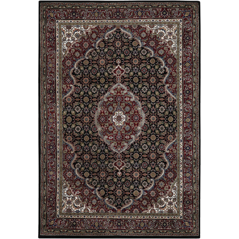 Arumai Wool Area Rug, Black/Charcoal, Rectangle 2' x 3'