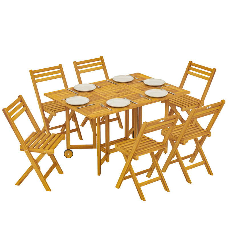 6 - Person Acacia Wood Patio Dining Set with