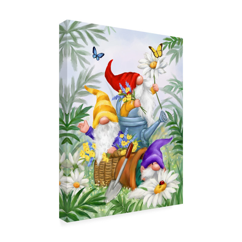 Art sur toile MAKiko Gnomes In Garden, H 14 po x l 19 po