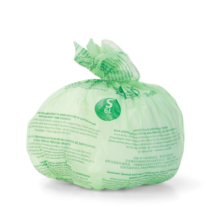 Brabantia Perfect fit Code S 1.6 Gallon Compostable Trash Bags, 120 Count