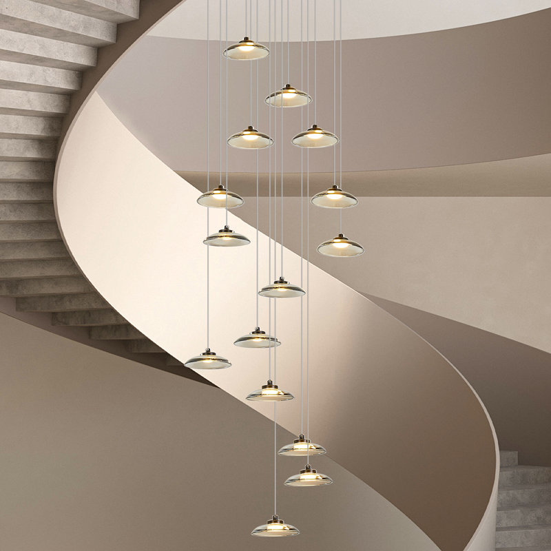 Luminaire suspendu long à 15 lumières DEL à intensité variable
