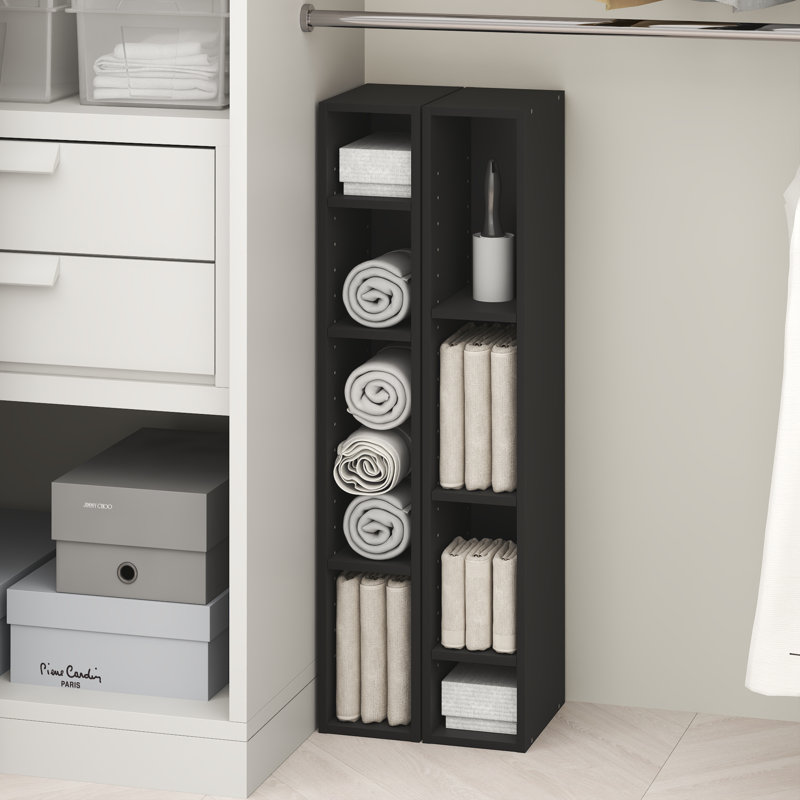Furinno FULDA 8-Tier Closet Organizers and Storage, Open Shelf, Storage Organizer, 6-Inch Width, for Closet, Bedroom, Blackwood