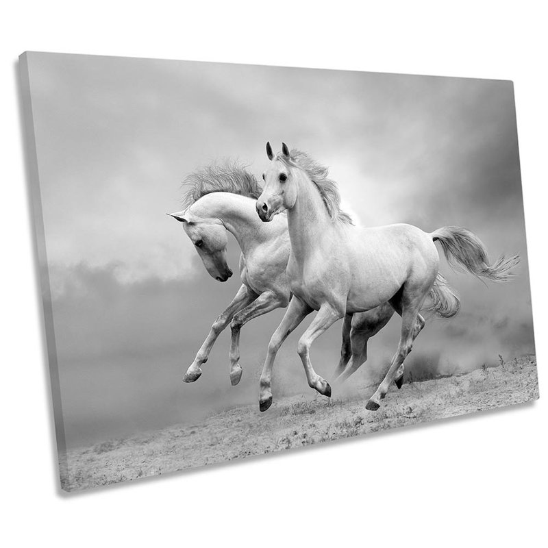 White Horses Galloping - Wrapped Canvas Print, 61cm H x 91.4cm W x 4cm D