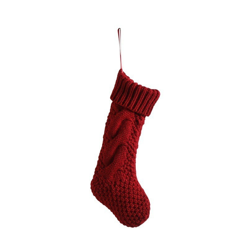Chaussette de Noël en tricot tricoté à double face torsadée à 8 caractères