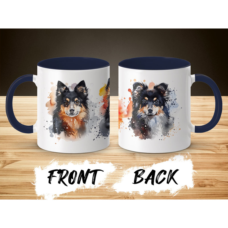 Pomeranian Dogs Watercolor Art 11oz Coffee Mug, 3