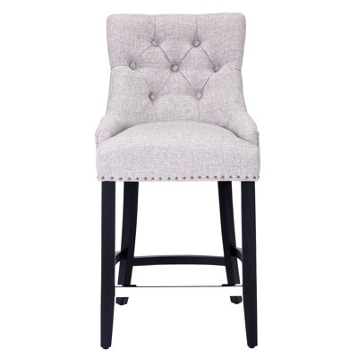 Tabouret de comptoir rembourré en tissu de lin