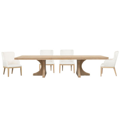 Extendable Trestle Dining Table With 4 Arm Chairs