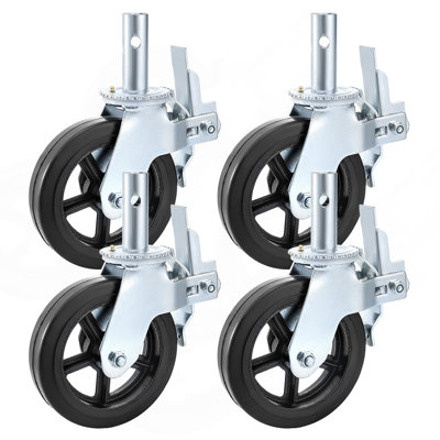 4 Pack Scaffolding Caster Wheels 8 X 2 Inch With Dual Locking Rubber Swivel Caster 360 Degrees Heavy Duty Casters 1100LBS Capacity Per Wheel