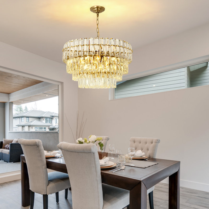 Chandelier with Crystal Accents, 8, 30 cm H x 60 cm W x 30 cm D