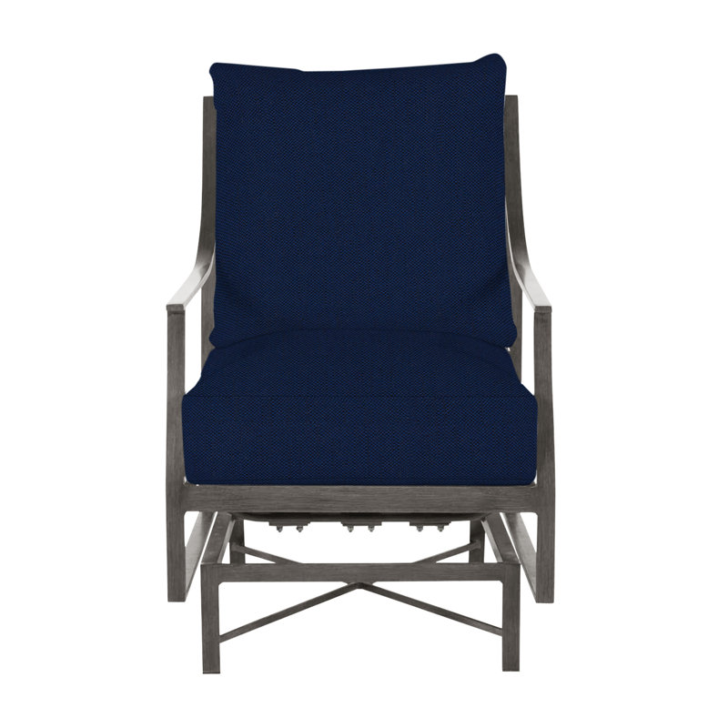 Monaco Patio Chair with Cushions, Welt, Indigo Velvet, Slate Gray