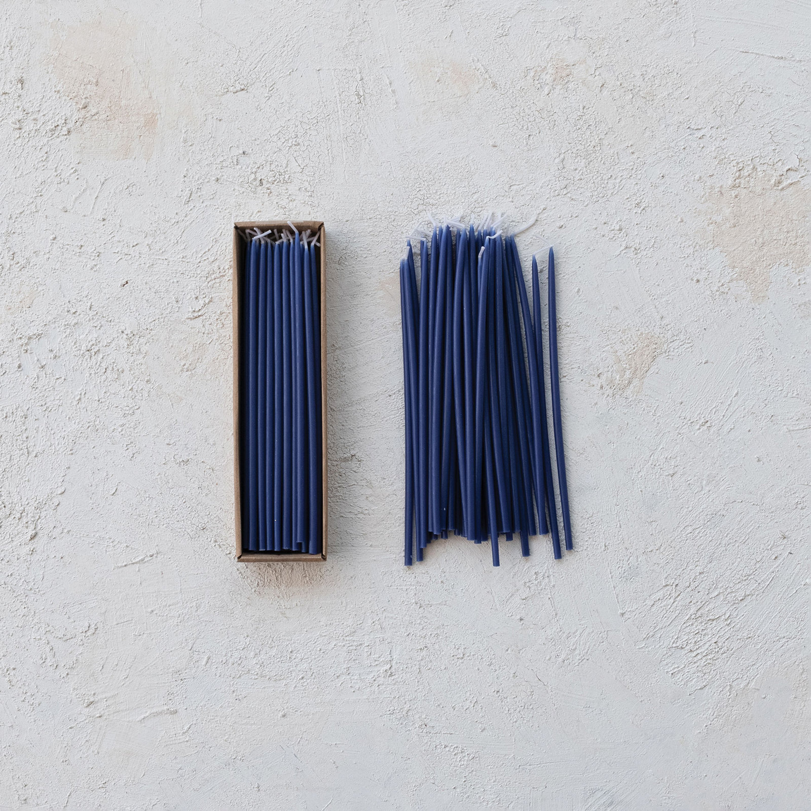 Unscented Thin Taper Candles In Box, Navy, 10" L x 0.5" W