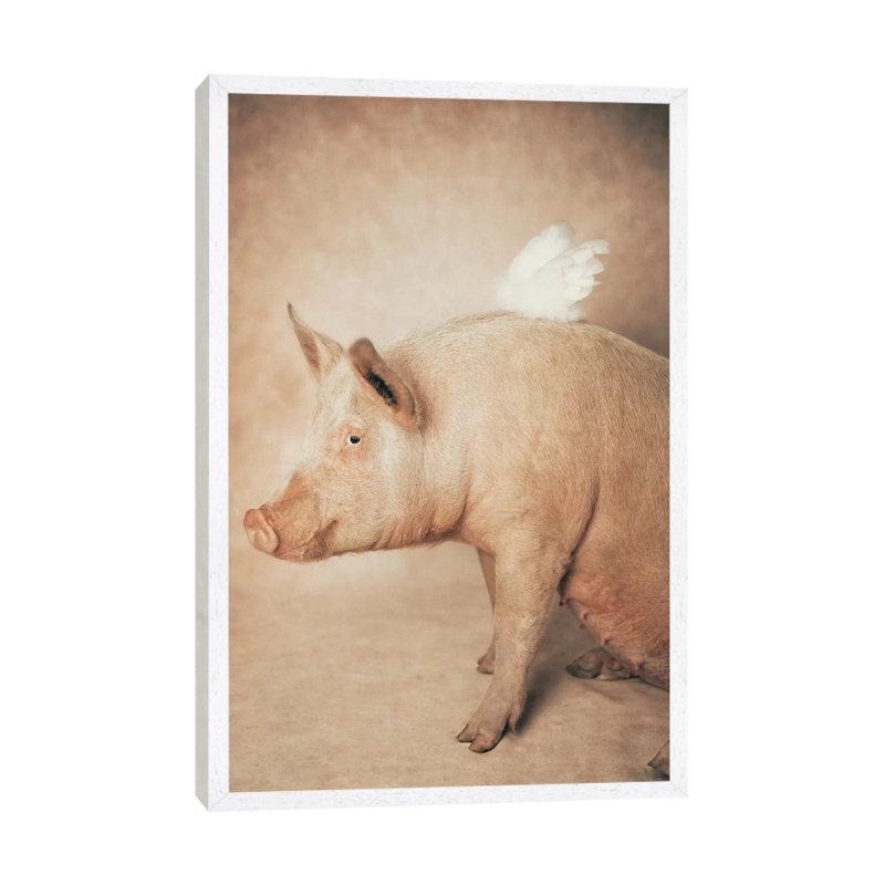 Babe With Wings by Rachael Hale - Print on Canvas, 66.04 cm H x 45.72 cm W, White Framed