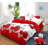 9 Pieces Bedspread Bedding Set with Matching Curtains,Cal King Size,Red Rose Print,Coverlet Quilted Bed Throw,Bedcover,Red and White,Machine Washable,Gift for Wedding and Fastival-121402736-121402735