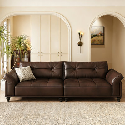 Coffee Genuine Leather Modular Sofa cushion couch