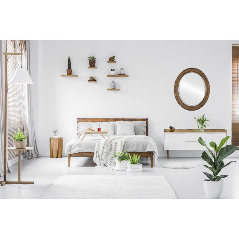 Minerva Wood Flat Wall Mirror, 23" H x 19" W, Rosewood