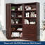Bibliothèque d'angle à 5 tablettes avec rangement cerise-121168082