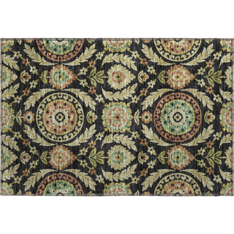 Premium Machine Washable Prisco Black Rug