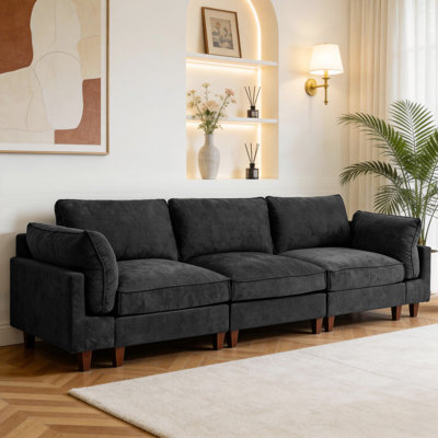 3- Piece Upholstered Fabric Corner Sectional Sofa Couch